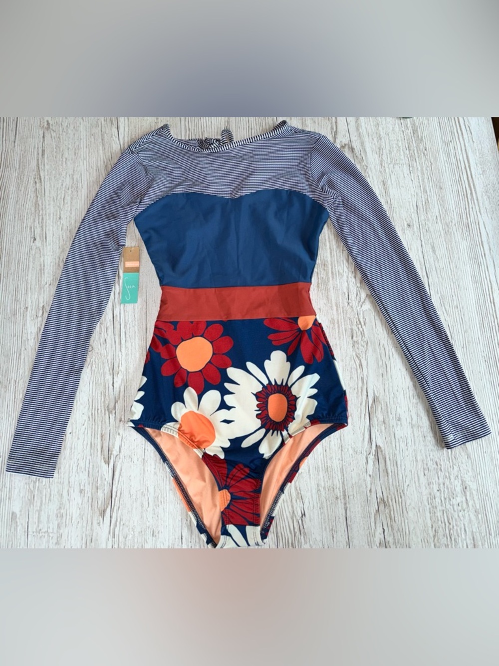 NWT Seea Hermosa Long Sleeve One Piece Swimsuit Bathing Suit Marguerite S - Picture 2 of 16